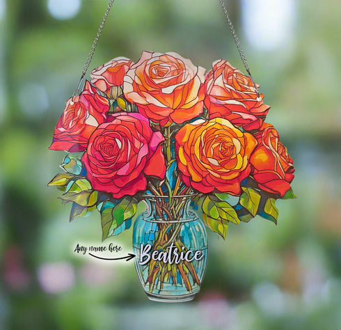 Everlasting Roses in Vase Personalised